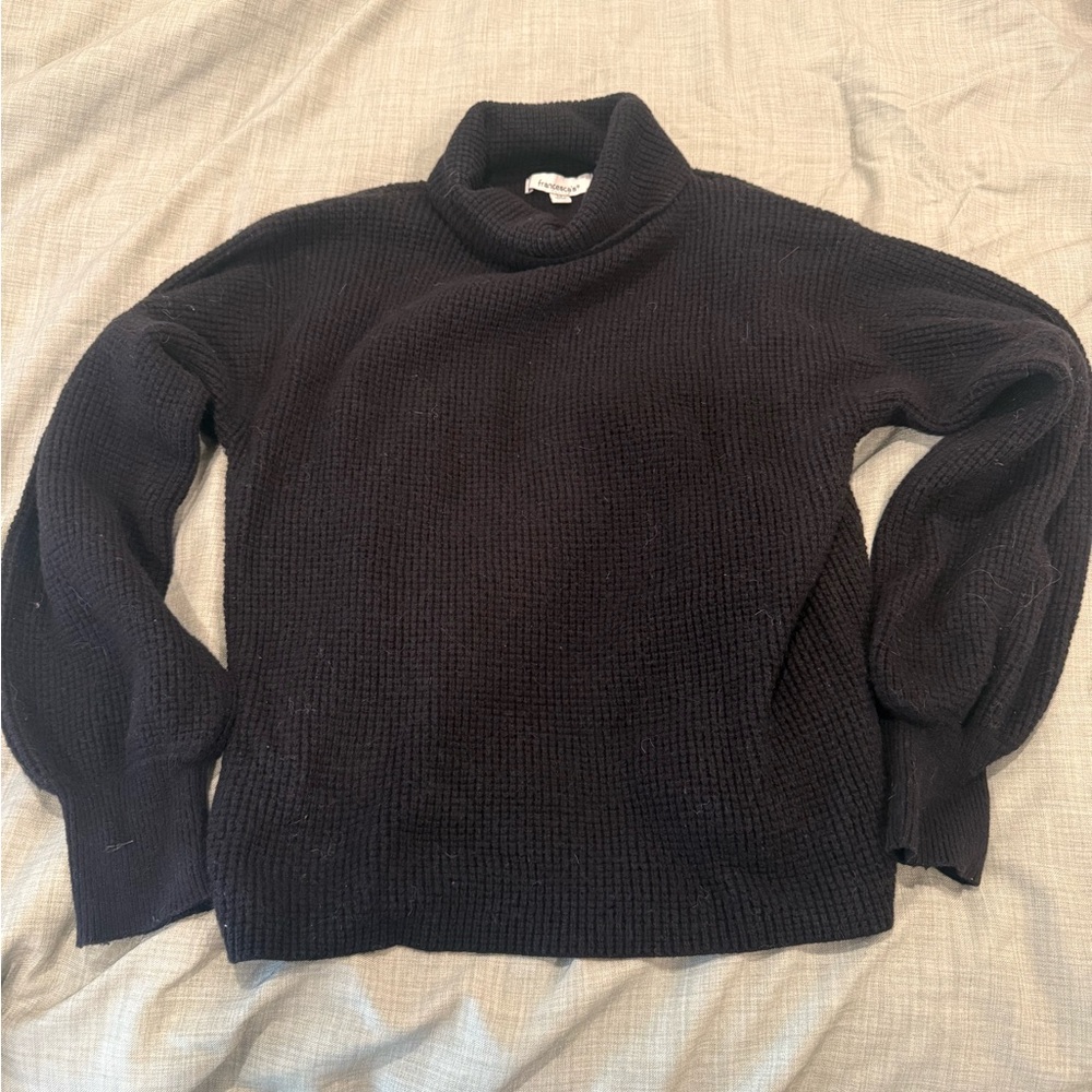 Francesca's Collections Black Turtleneck Waffle Knit Sweater